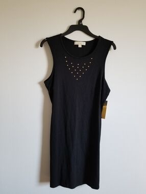 Nicki Minaj Black  Sleeveless Mini Dress with Gold Applique Size L